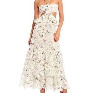 NWT GIANNI BINI isla halter eyelet cut out maxi dress in wildflower
